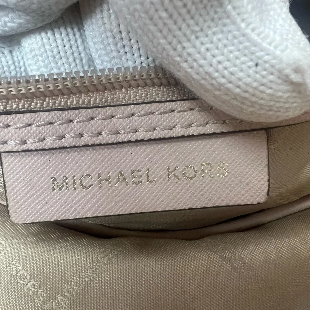 Michael Kors Jet Set Travel Leather Tote Bag Blush Pink Large Gold Charm